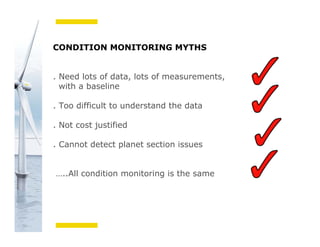 Bachmann electronic GmbH
CONDITION MONITORING MYTHS
. Need lots of data, lots of measurements,
with a baseline
. Too difficult to understand the data
. Not cost justified
. Cannot detect planet section issues
…..All condition monitoring is the same
 