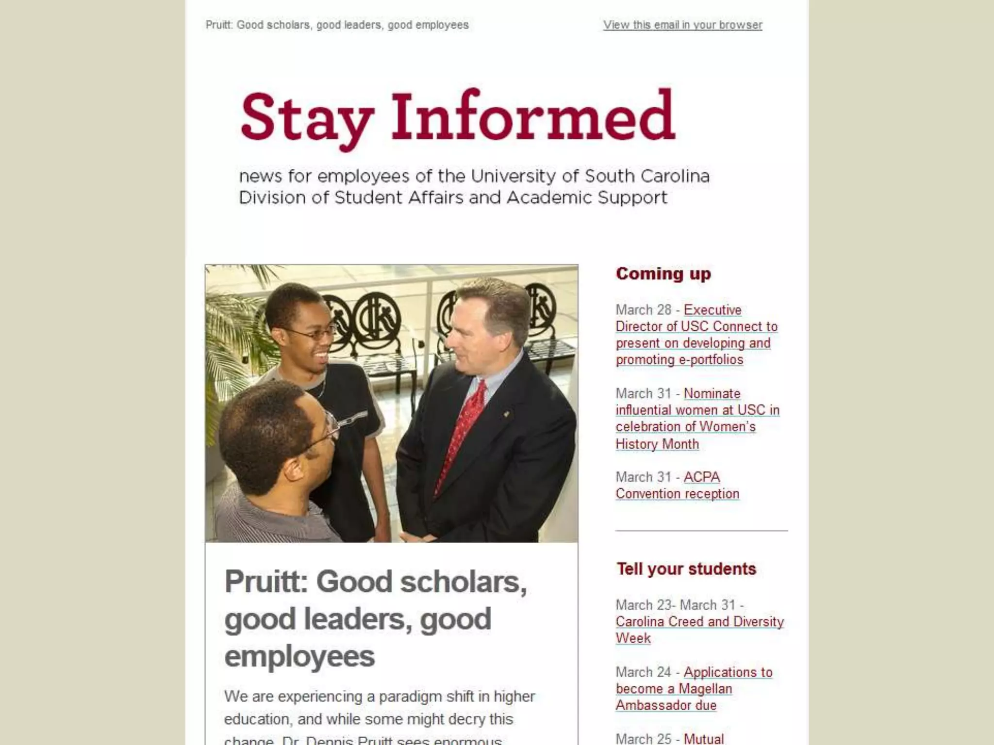 Pic of Stay Informed email
 