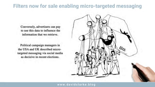 w w w . d a v i d c l a r k e . b l o gw w w . d a v i d c l a r k e . b l o g
Filters now for sale enabling micro-targeted messaging
 