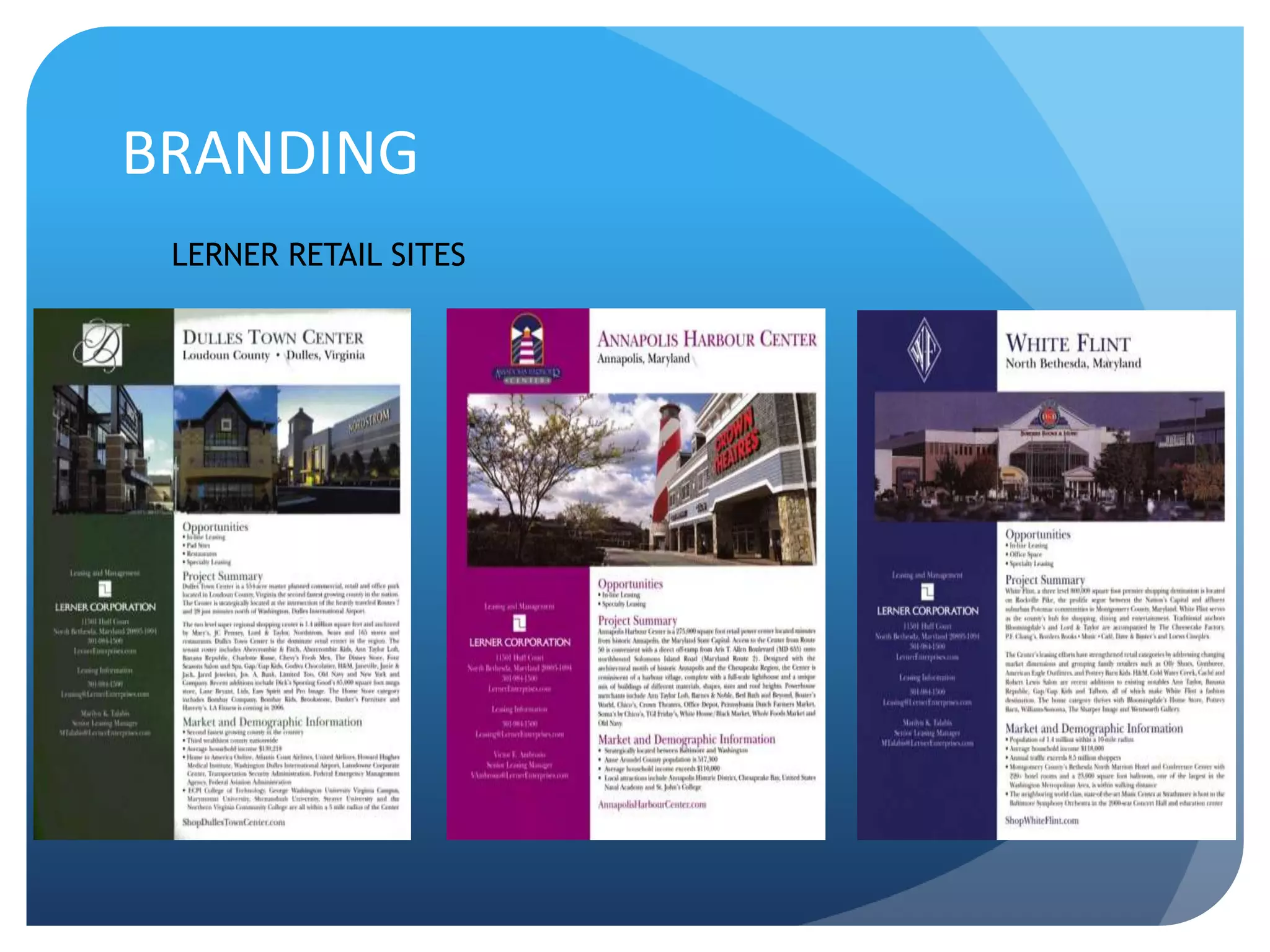 BRANDING
LERNER RETAIL SITES
 