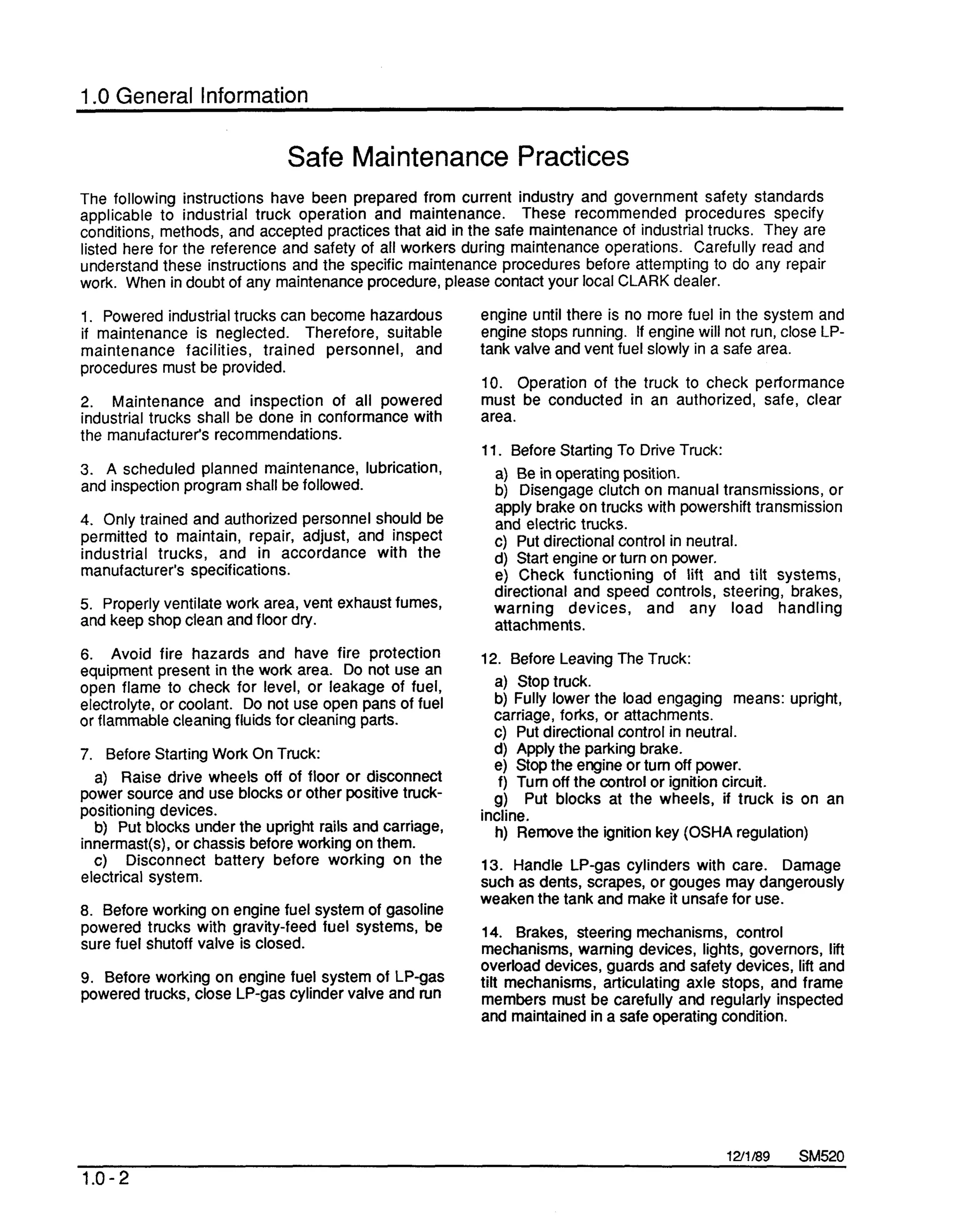 Clark gcs standard forklift service repair manual | PDF