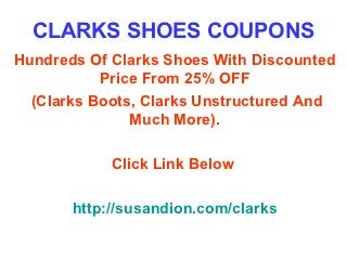 Clarks shoes coupons promo code december 2012 january 2103 february 2â¦
