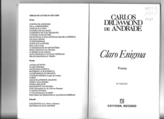 Claro Enigma - Carlos Drummond de Andrade