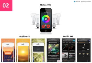 #iotlab @claropartners 
02 
Phillips HUE 
Goldee APP Ambify APP 
 
