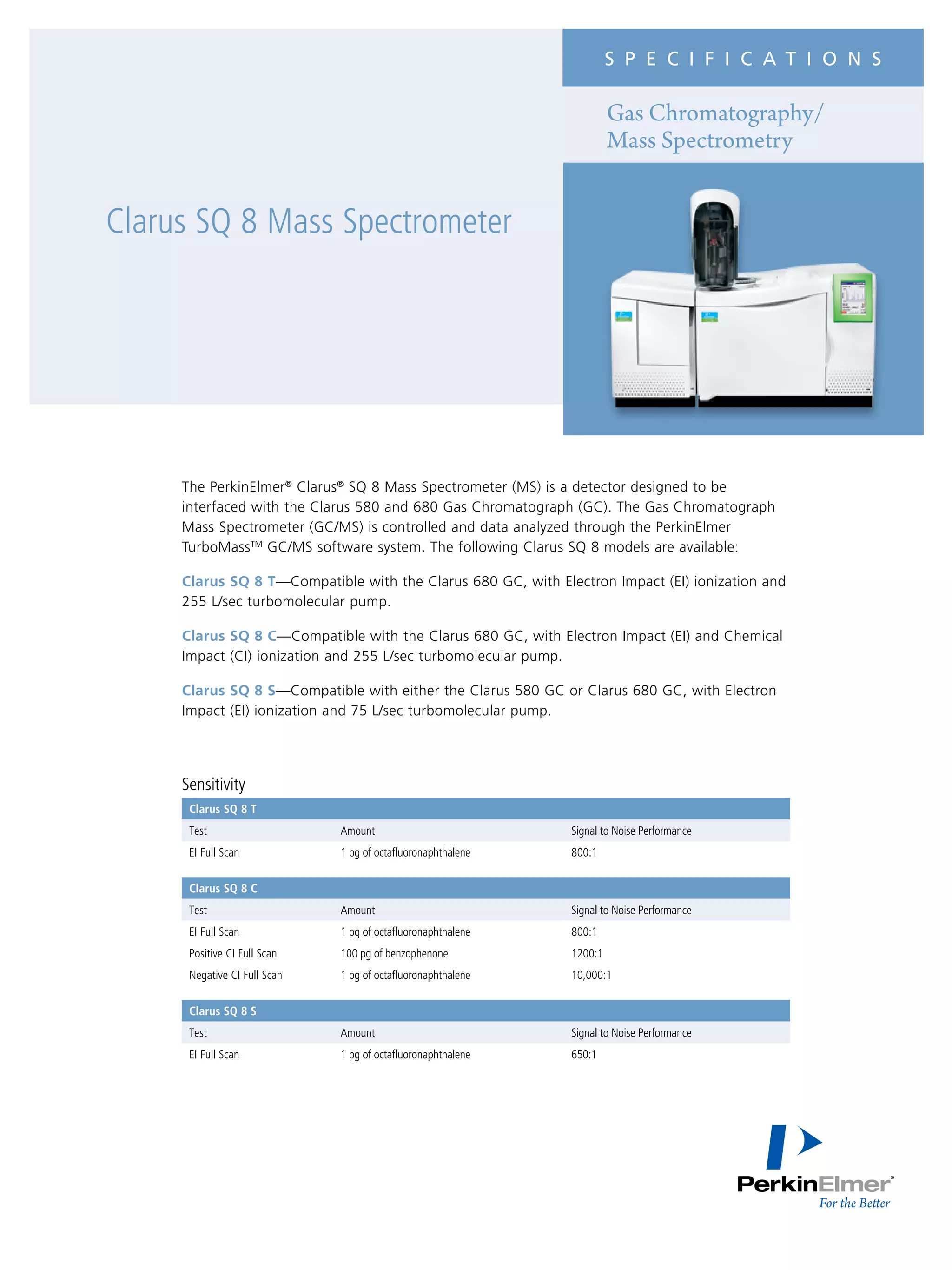 Clarus GC/MS SQ 8 Spec Sheet | PDF
