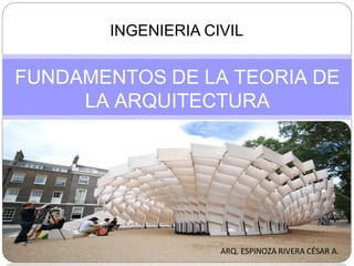 INGENIERIA CIVIL
FUNDAMENTOS DE LA TEORIA DE
LA ARQUITECTURA
ARQ. ESPINOZA RIVERA CÉSAR A.
 