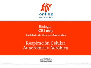Biología  CBI 203   Instituto de Ciencias Naturales Respiración Celular Anaeróbica y Aeróbica 