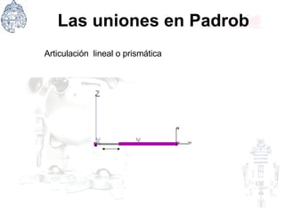 Las uniones en Padrob Articulación  lineal o prismática 