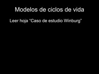 Modelos de ciclos de vida Leer hoja “Caso de estudio Winburg” 