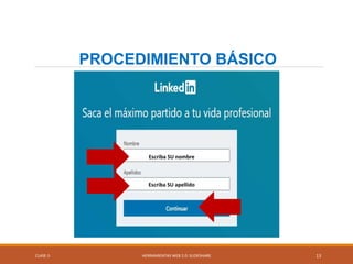 CLASE-5 HERRAMIENTAS WEB 2.0: SLIDESHARE 13
PROCEDIMIENTO BÁSICO
Escriba SU nombre
Escriba SU apellido
 