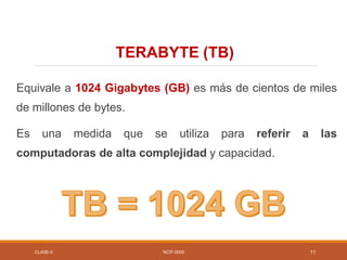 Equivale a 1024 Gigabytes (GB) es más de cientos de miles
de millones de bytes.
Es una medida que se utiliza para referir ...