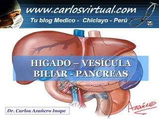 HIGADO – VESÍCULA
         BILIAR - PANCREAS



Dr. Carlos Azañero Inope
 