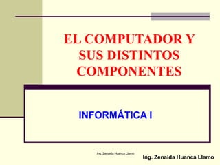 Ing. Zenaida Huanca Llamo
EL COMPUTADOR Y
SUS DISTINTOS
COMPONENTES
INFORMÁTICA I
Ing. Zenaida Huanca Llamo
 