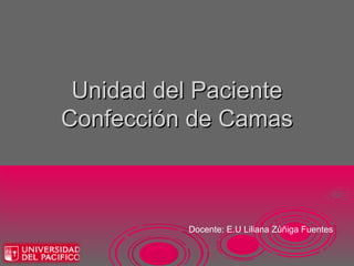 Unidad del Paciente
Confección de Camas



          Docente: E.U Liliana Zúñiga Fuentes
 