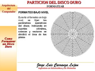 Como Formatear un Disco Duro Arquitectura  del Computador PARTICION DEL DISCO DURO FORMATEAR 