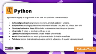 CLASE 1 DE INICIACION A LA PROGRAMACION DE PYTHON TALENTO TECH | PDF