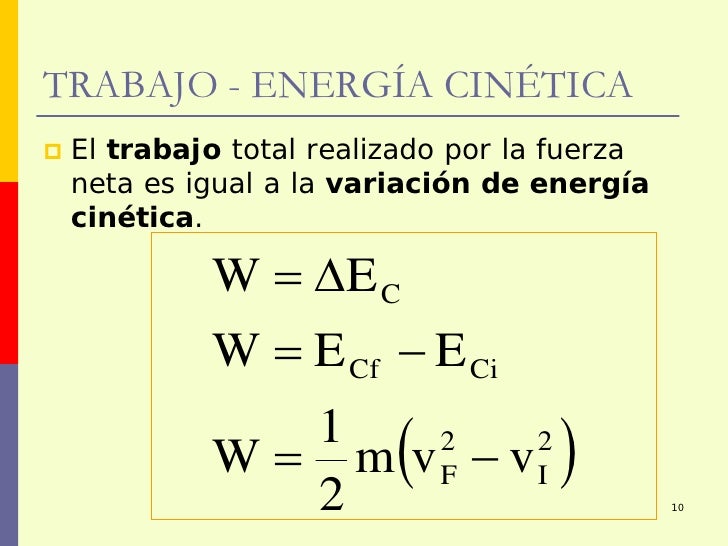Resultado de imagen para variacion de la energia cinetica