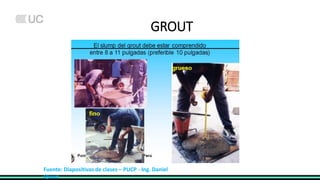 GROUT
Fuente: Diapositivas de clases – PUCP - Ing. Daniel
Quiun
 