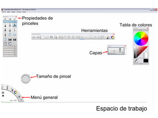 Sketchbook pro 16
• Familia Autodesk
• Extensión .tiff (respeta transparencias y alta
calidad de imagen)
• Compatible con extensión Photoshop (.psd) y
programas de pintura digital y/o edición de
imagen como Paint tool Sai, Corel Painter, etc.
 