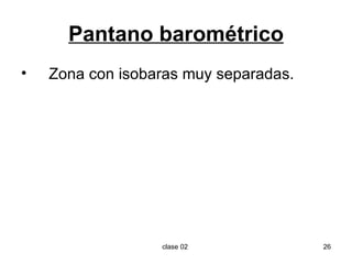 Pantano barométrico Zona con isobaras muy separadas. 