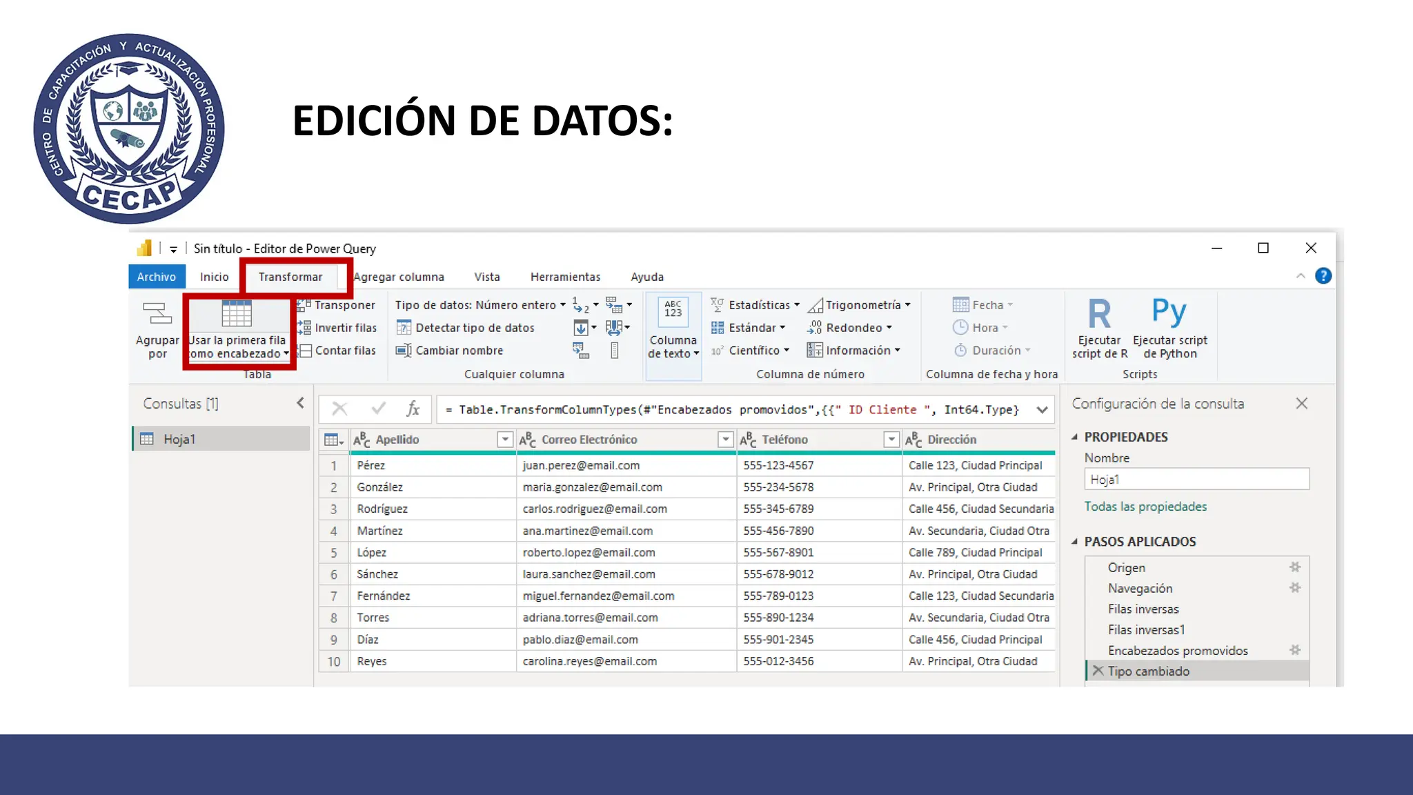 EDICIÓN DE DATOS:
 
