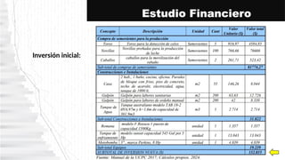 Estudio Financiero
Inversión inicial:
 