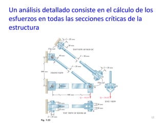 Un análisis detallado consiste en el cálculo de los
esfuerzos en todas las secciones críticas de la
estructura
ING215 Clase 2 12
 