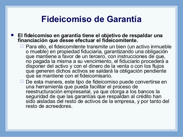 Tipos de fideicomisos