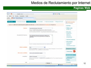 Medios de Reclutamiento por Internet Paginas Web 