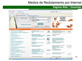 Medios de Reclutamiento por Internet Paginas Web / ZonaJobs 