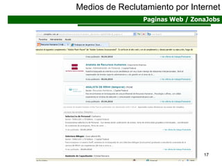 Medios de Reclutamiento por Internet Paginas Web / ZonaJobs 