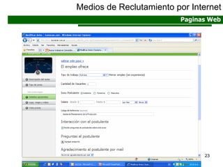 Medios de Reclutamiento por Internet Paginas Web 