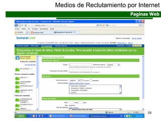 Medios de Reclutamiento por Internet Paginas Web 