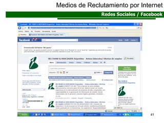 Medios de Reclutamiento por Internet Redes Sociales / Facebook 