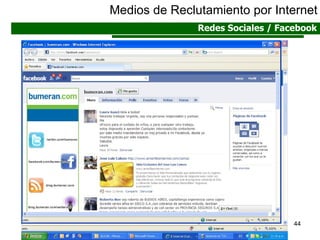 Medios de Reclutamiento por Internet Redes Sociales / Facebook 