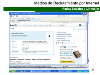 Medios de Reclutamiento por Internet Redes Sociales / Linked in 