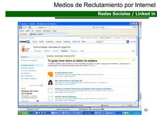 Medios de Reclutamiento por Internet Redes Sociales / Linked in 
