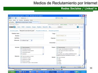 Medios de Reclutamiento por Internet Redes Sociales / Linked in 