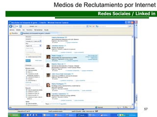 Medios de Reclutamiento por Internet Redes Sociales / Linked in 