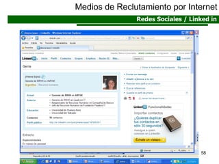Medios de Reclutamiento por Internet Redes Sociales / Linked in 
