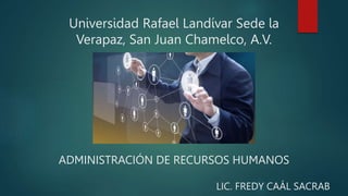 Universidad Rafael Landívar Sede la
Verapaz, San Juan Chamelco, A.V.
LIC. FREDY CAÁL SACRAB
ADMINISTRACIÓN DE RECURSOS HUMANOS
 