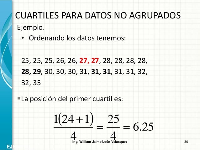 Calculo De Cuartiles Para Datos No Agrupados Ejemplos