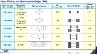 Pesos Máximos por Eje o Conjunto de Ejes (PxE):
 