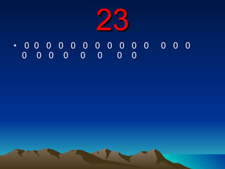 23 0  0  0  0  0  0  0  0  0  0  0  0  0  0  0  0  0  0  0  0  0  0 