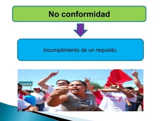 No conformidad
Incumplimiento de un requisito.
 
