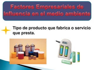 Tipo de producto que fabrica o servicio
que presta.
 