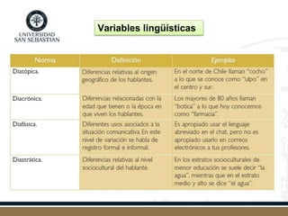 Variables lingüísticas
 