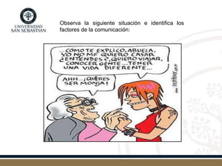 Observa la siguiente situación e identifica los
factores de la comunicación:
 