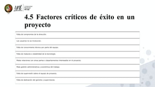40
4.5 Factores críticos de éxito en un
proyecto
 
