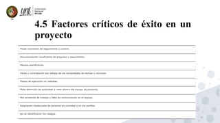 41
4.5 Factores críticos de éxito en un
proyecto
 